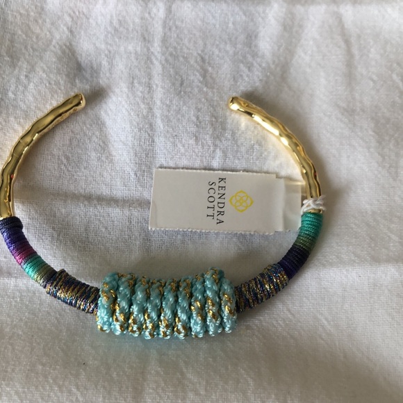 Kendra Scott Masie Gold Tone Cuff Bracelet Mint Mix Paracord NWT - Picture 7 of 13